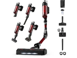 Aspirador escoba - Rowenta RH2079 X-Force Flex 9.60 Animal Care, 100 AW, 0.4 L, 45 min, Tecno.Ciclónica, 3 modos, Ultraligera, Especial Mascotas, Roja