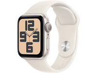 Apple Watch SE (2024), GPS, 40 mm, Caja de aluminio Blanco estrella, Vidrio delantero Ion-X, Correa deportiva Blanco estrella, Talla SM