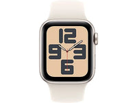 Apple Watch SE (2024), GPS, 40 mm, Caja de aluminio Blanco estrella, Vidrio delantero Ion-X, Correa deportiva Blanco estrella, Talla SM