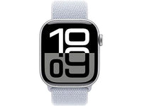 Apple Watch Series 10 (2024), GPS, 42 mm, Gesto de doble toque, Caja de aluminio plata, Correa Loop deportiva Azul nube