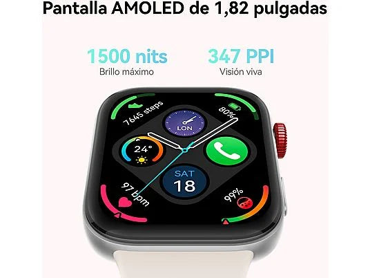 Smartwatch - Huawei Watch Fit 3, 1.82 AMOLED, Llamadas Bluetooth, 10 días batería, Compatible iOS - Android, Correa Fluoroelastómero, Blanco
