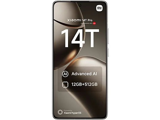Móvil - Xiaomi 14T Pro, Gris Titanio, 512 GB, 12 GB RAM, 6.67" 1.5K, Mediateck Dimensity 9300+, 5000 mAh, Android-HyperOS
