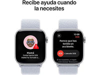 Apple Watch Series 10 (2024), GPS, 42 mm, Gesto de doble toque, Caja de aluminio plata, Correa Loop deportiva Azul nube