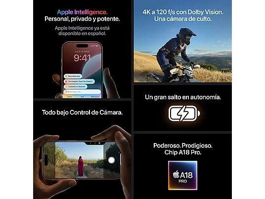 Apple iPhone 16 Pro Max, Titanio Desierto, 256 GB, 5G, 6.9 " OLED Super Retina XDR, Chip A18 Pro, iOS