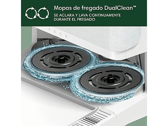 Robot friegasuelos - iRobot Roomba® Plus 405 Combo, 295 ml Depósito Polvo, 3l Depósito Agua Base, 3h Autonomía, Blanco