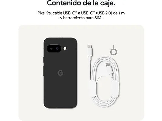 Móvil - Google Pixel 9a, Obsidiana, 128 GB, 8 GB RAM, 6.3 Actua pOLED, Google Tensor G4, 5100 mAh, Gemini integrado, Android 15