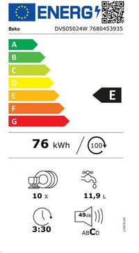 Lavavajillas Beko DVS05024W Blanco (45 cm)