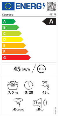 Lavadora Cecotec 02172 Bolero DressCode 7410 7kg 1200rpm a Inverter Bco