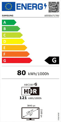TV LED 55 - Samsung UE55DU7170U, UHD 4K, Smart TV, Negro